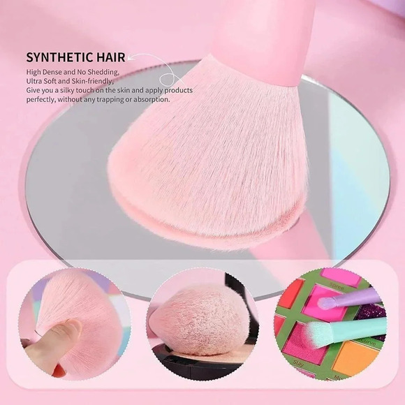 Docolor Makeup Brushes 17 Pcs Colourful Rainbow Synthetic Make Up Brush Set - Picture 3 of 15